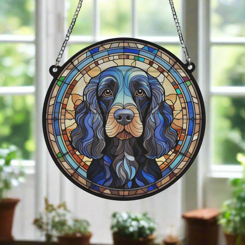 Cocker (Working) Black Stained Glass Effect Suncatcher